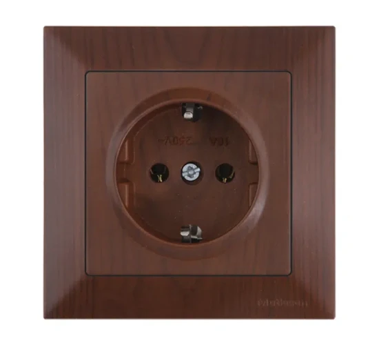 Контакт шуко единичен 16А орех Candela Mutlusan.png